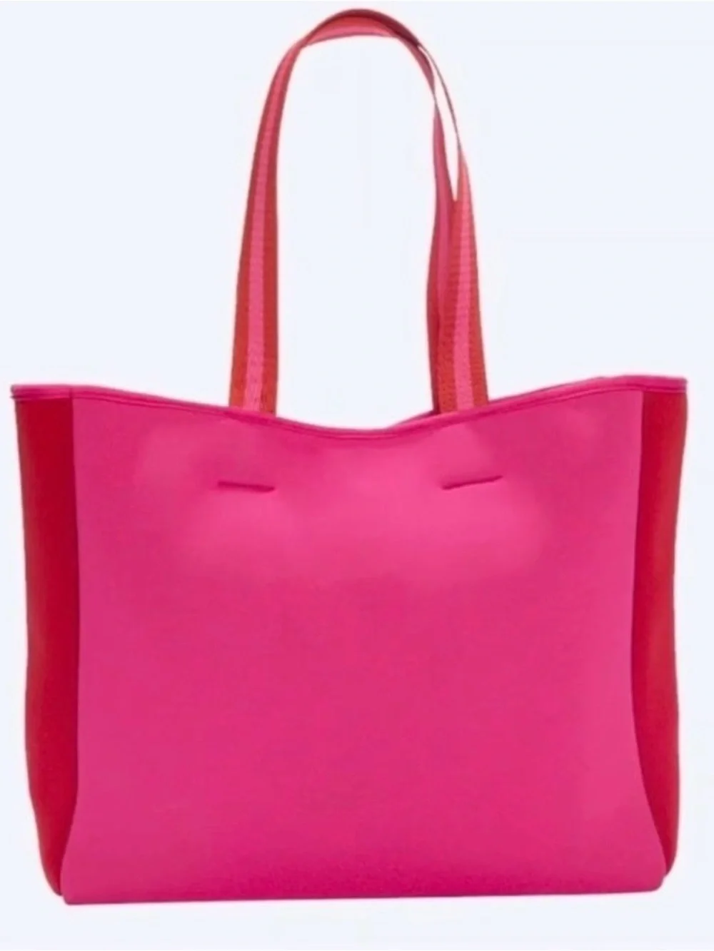 Bright Pink Neoprene Tote Bag with Contrast Side Panels NEW with Tags